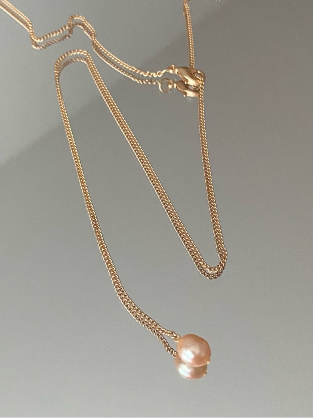 Rose Gold Single Pearl Drop Necklace